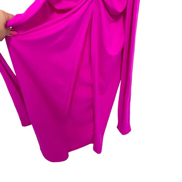 Susana Monaco Womens Small Plunge Neck Ruched Bodycon Maxi Dress Magenta NWT - Picture 5 of 16
